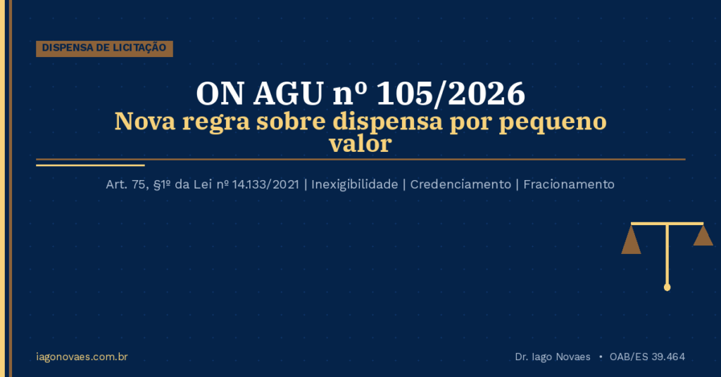 ON AGU nº 105/2026: o que muda no cálculo da dispensa de licitação por pequeno valor